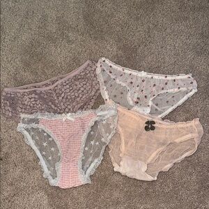 Victoria's Secret Lace Panty Set - Pink, Purple, Cream